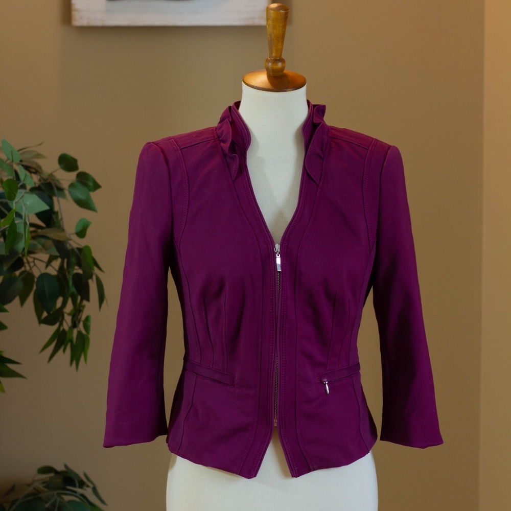 White House Black Market Purple Crop Jacket Blazer